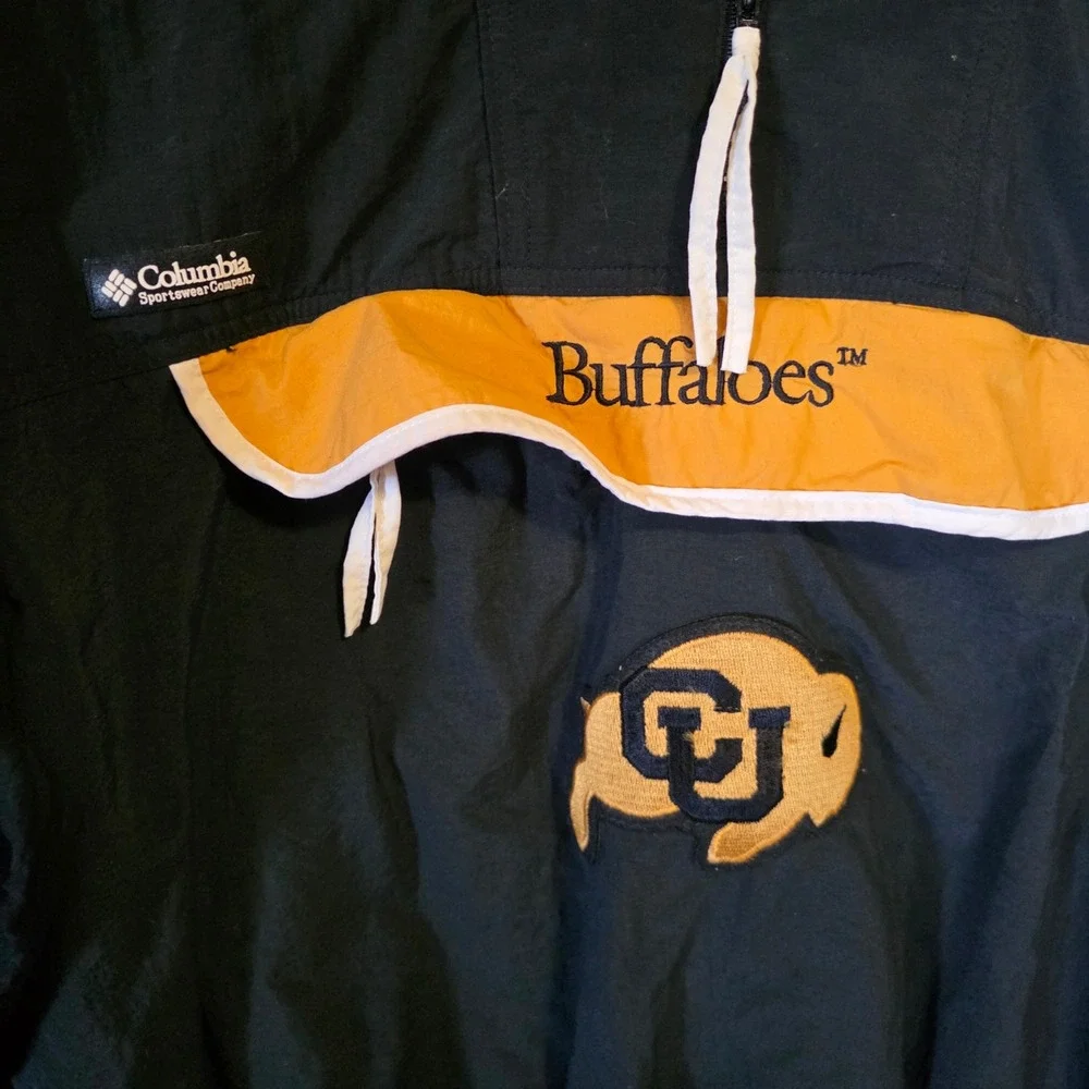 Columbia Colorado Buffaloes Windbreaker Jacket Vintage CU Pullover Black Gold L
